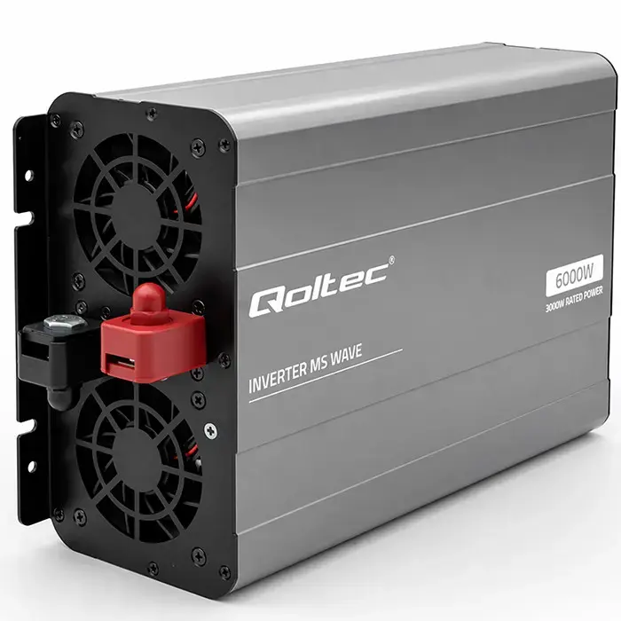 Qoltec MS Wave Voltage Converter | 12V to 230V | 3000/6000W | USB | Compatible with LiFePO4, GEL and AGM batteries