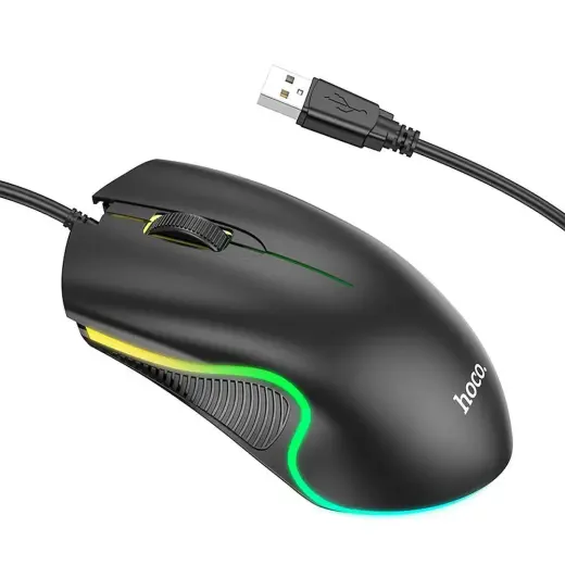 Wire gaming mouse Hoco USB A 1000 dpi with flashing light GM19 black