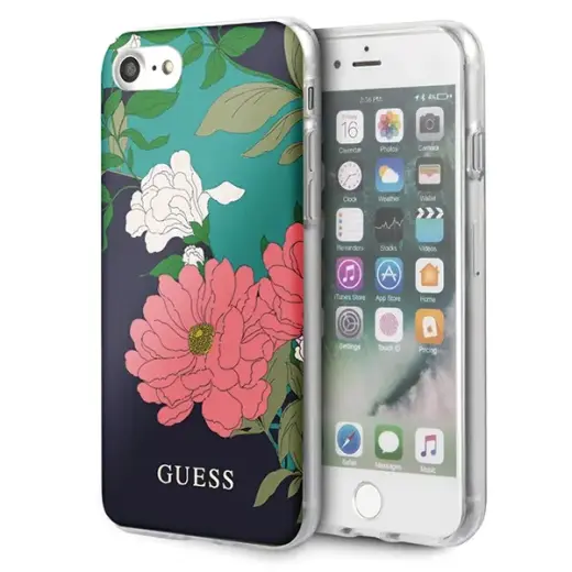 Guess GUHCI8PCUTRFL01 iPhone 7|8|SE 2020 SE 2022 czarny|black N°1 Flower Collection Shiny