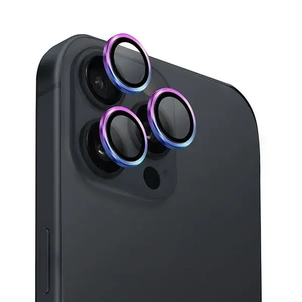 Uniq Optix Aluminum Camera Lens Protector iPhone 16 Pro 6.3" | 16 Pro Max 6.9" iridescent camera lens glass with applicator