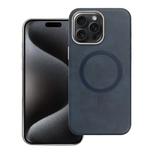 GENTLEMAN MAG COVER telefono dėklas su MagSafe palaikymu iPhone 15 Pro Max tamsiai mėlynas