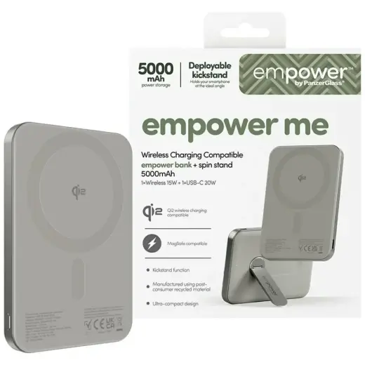 empower by PanzerGlass Bank w. Spin Stand väline akupank (powerbank) | 5000 mAh | titanium