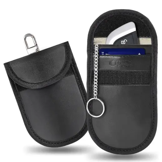KLATKA FARADAYA TECH-PROTECT KLR100 POUCH KEYLESS RFID SIGNAL BLOCKER CASE BLACK/BLACK