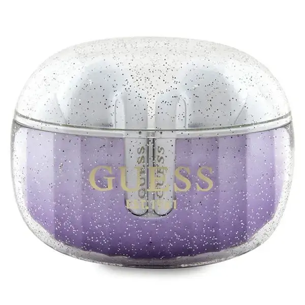 Guess słuchawki Bluetooth GUTWSHDGKEEU TWS + stacja dokująca fioletowy|purple Glitter Gradient