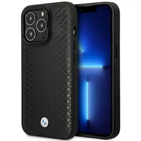 Etui BMW BMHMP14X22RFGK iPhone 14 Pro Max 6,7" czarny|black Leather Diamond Pattern MagSafe