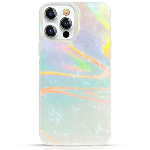 Kingxbar Shell Series luxury elegant phone case for iPhone 13 Pro pearl-blue