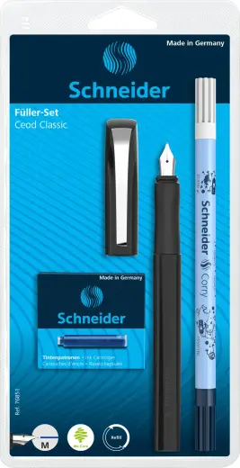 Tintes pildspalva SCHNEIDER ar maināmiem kārtridžiem Ceod classic, melna