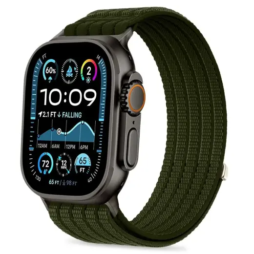 Tech-Protect Nylon Sport išmaniojo laikrodžio dirželis Apple Watch 8/9/10/11/SE/Ultra (44/45/46/49 mm) | nailoninis | žalias