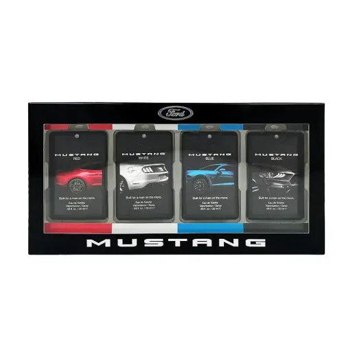 Set Ford: Mustang Red, Eau De Toilette, For Men, 20 ml + Mustang White, Eau De Toilette, For Men, 20 ml + Mustang Blue, Eau De Toilette, For Men, 20 ml + Mustang Black, Eau De Toilette, For Men, 20 ml
