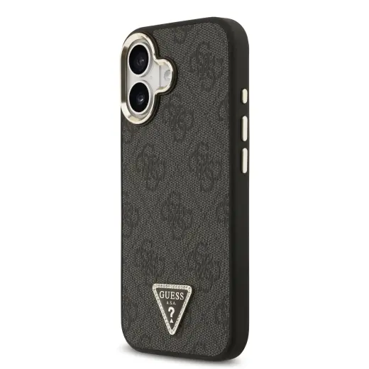 Guess PU Leather 4G Triangle Logo чехол с поддержкой MagSafe для телефона iPhone 17 черный