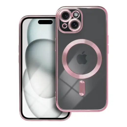 Electro Mag telefono dėklas su MagSafe palaikymu iPhone 15 rožinis