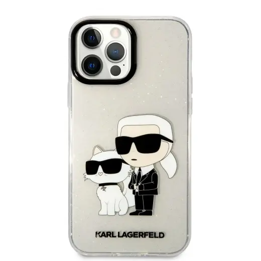 Karl Lagerfeld IML Glitter Karl and Choupette NFT Case for iPhone 13 Pro Max Transparent