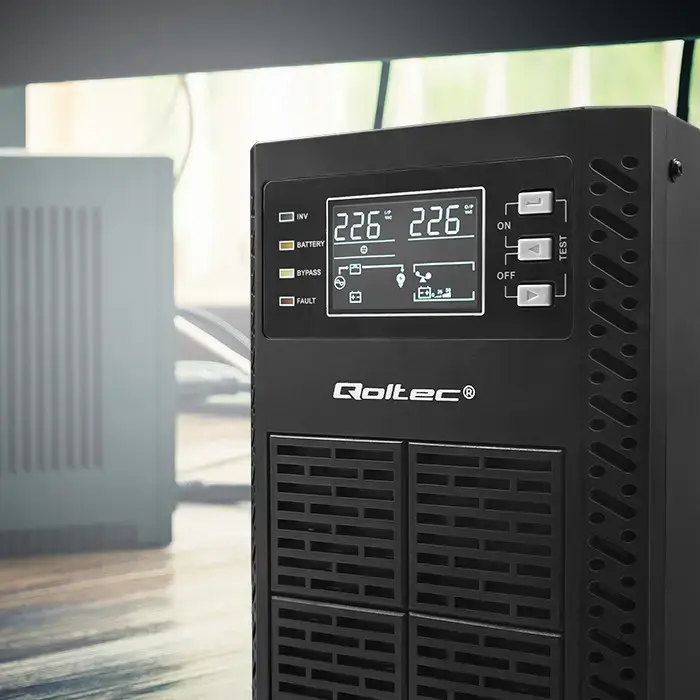 Qoltec Uninterruptible Power Supply UPS | 2kVA | 2000W | Power factor 1.0 | LCD | EPO | USB | On-line