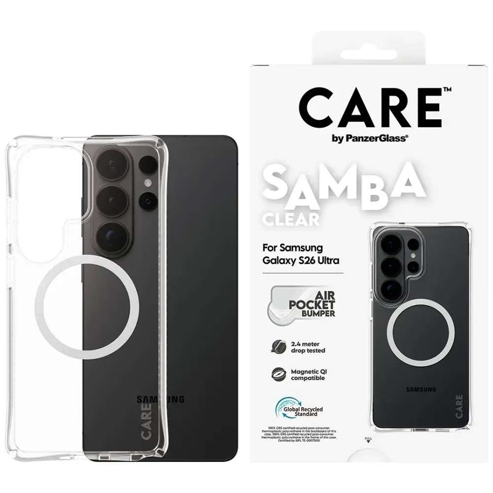 CARE by PanzerGlass Samba Transparent Qi maciņš telefonam Samsung Galaxy S26 Ultra (S948) caurspīdīgs