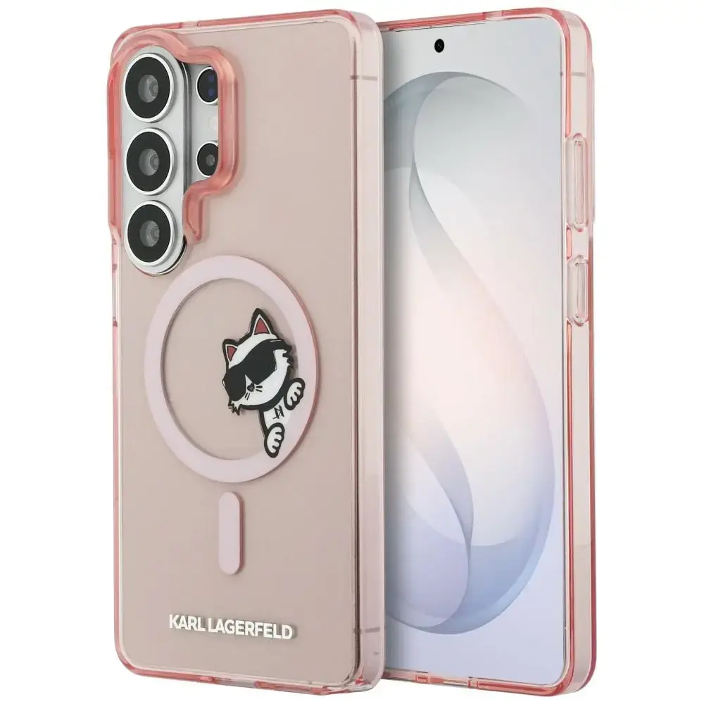 Karl Lagerfeld IML Peekaboo Choupette maciņš ar MagSafe atbalstu telefonam Samsung Galaxy S26 Ultra (S948) rozā