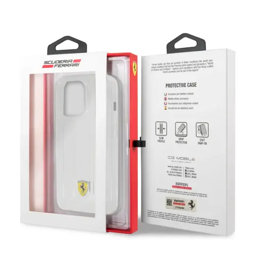 FES3SHCP13XTR Ferrari PC|TPU 3D Stripes Hard Case for iPhone 13 Pro Max Transparent