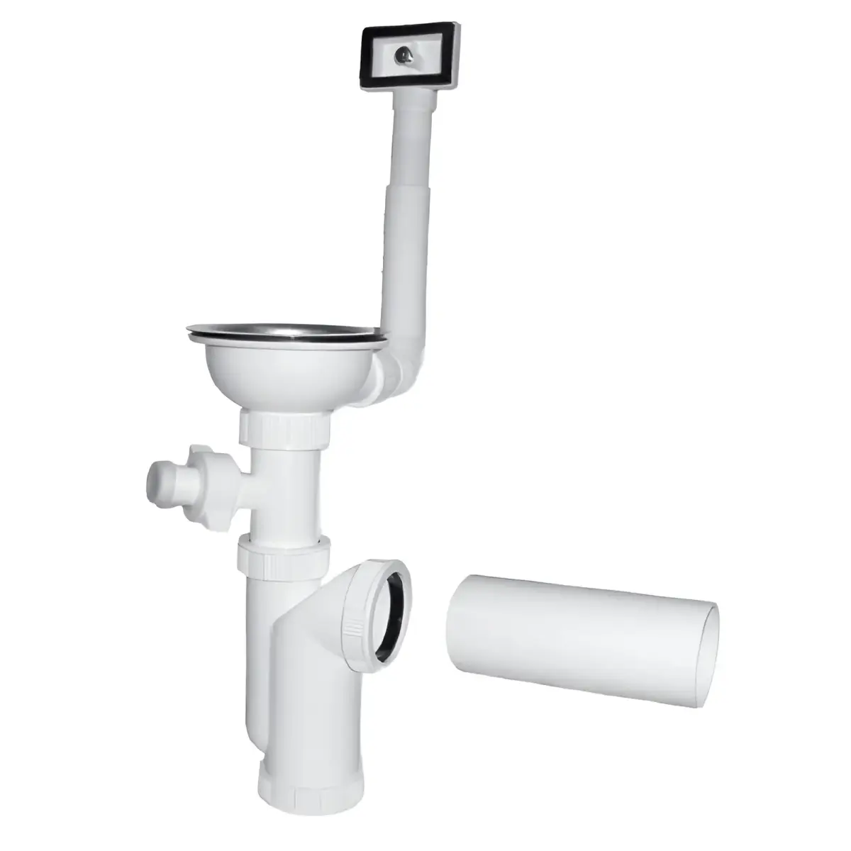 PLASTBRNO Kitchen sink siphon 115 1/2x50mm with drain, overflow, washing machine connection