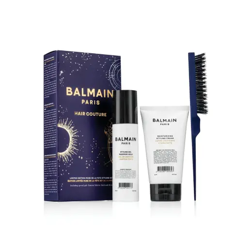 Set Balmain Professionnel: Balmain Professionnel, Panthenol, Hair Styling Gel, For Styling, Strong Hold, 100 ml + Moisturizing, Hair Styling Cream, 150 ml + Backcomb, Hair Brush
