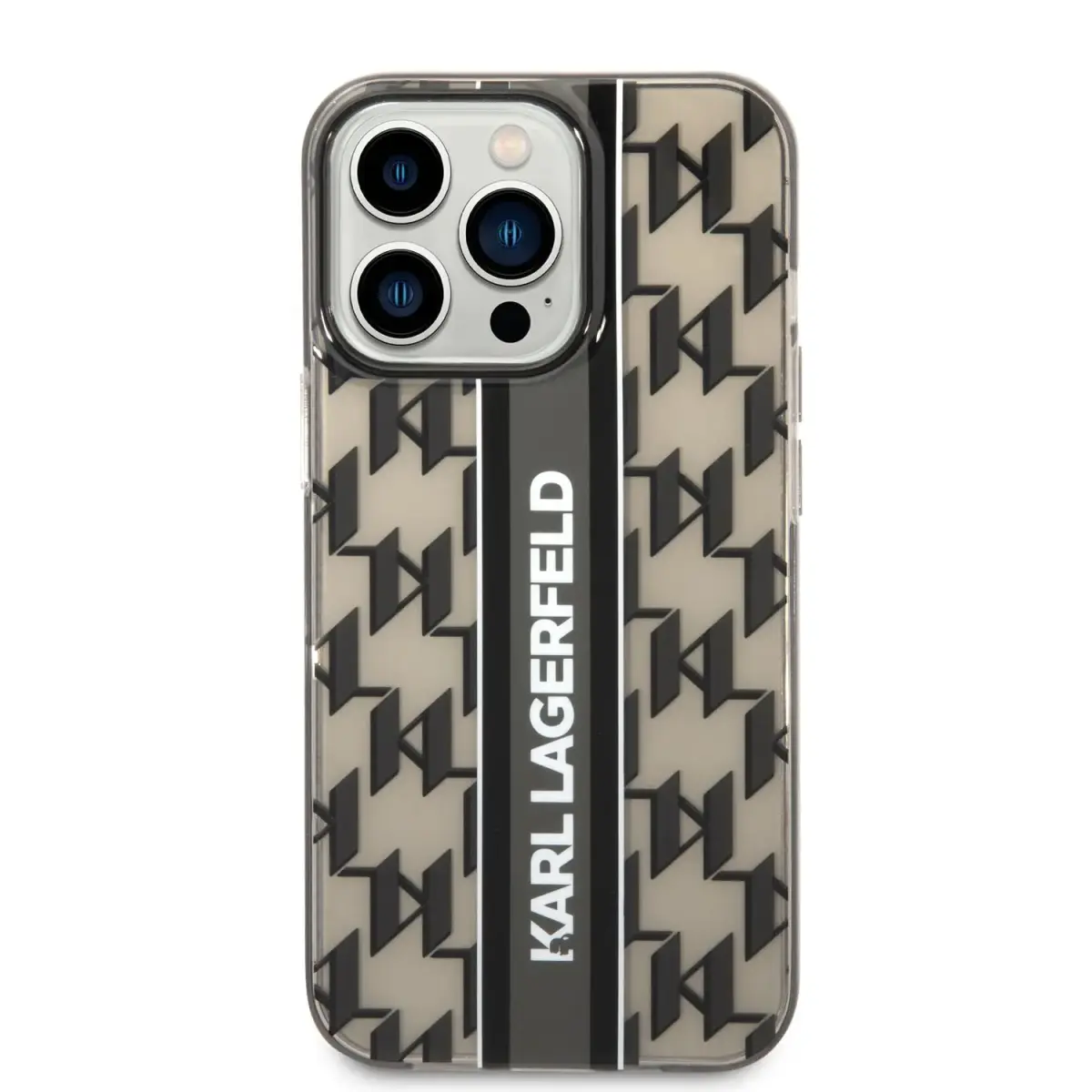 Karl Lagerfeld Monogram Vertical Stripe Case for iPhone 14 Pro Black