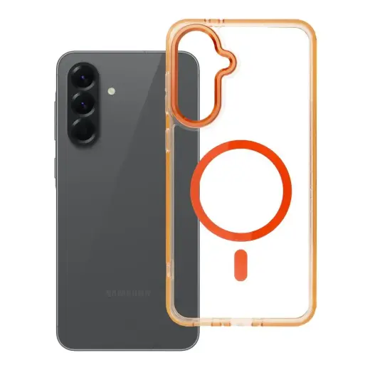 FRAME CLEAR HYBRID MAG telefono dėklas su MagSafe palaikymu Samsung Galaxy A56 (A566) oranžinis