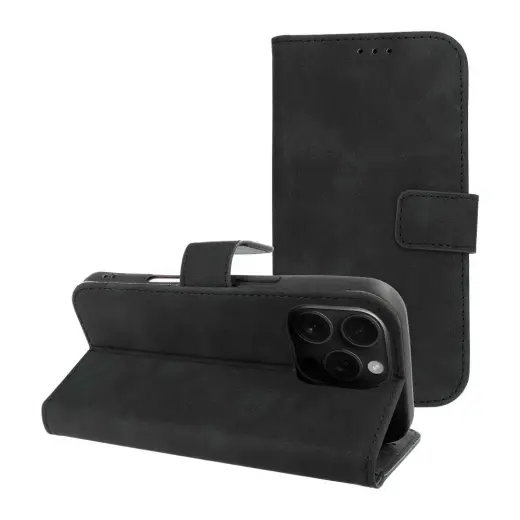 TENDER knyginio tipo telefono dėklas iPhone 16 Pro juodas