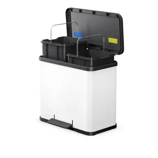 Мусорный контейнер с педалью Eco duo LL / 2x14 л / белый