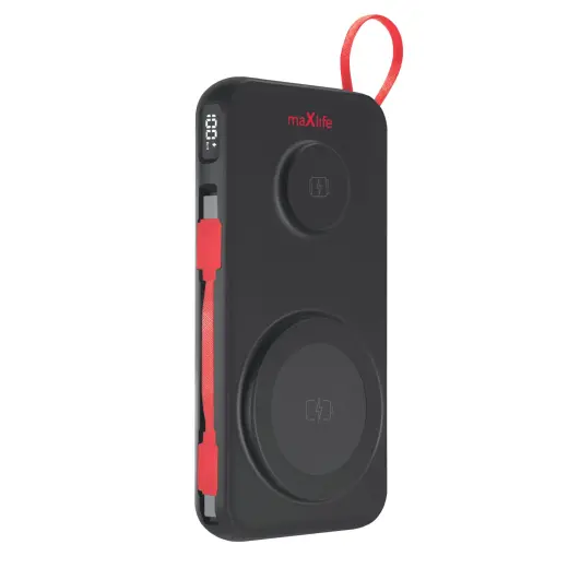 Maxlife wireless power bank MXPB-08 10000 mAh magnetic 3in1 black