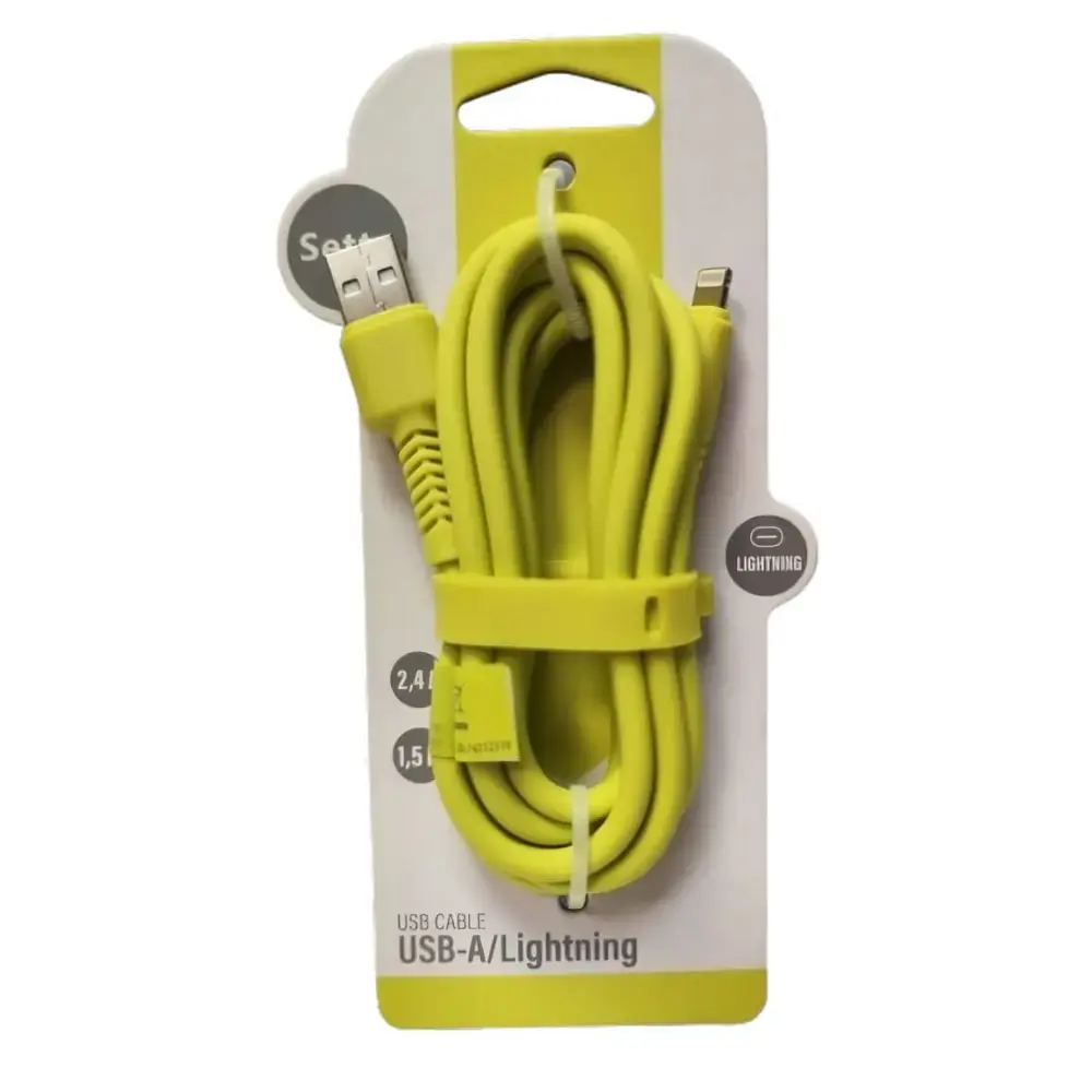 Setty KSA-L-1.52.411 data transfer and charging cable | USB-A to Lightning | 12W | 1.5m | green