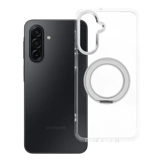 Frame Circle Stand maciņš ar statīvu un MagSafe atbalstu telefonam Samsung Galaxy A17 4G (A175) | A18 4G (A185) caurspīdīgs