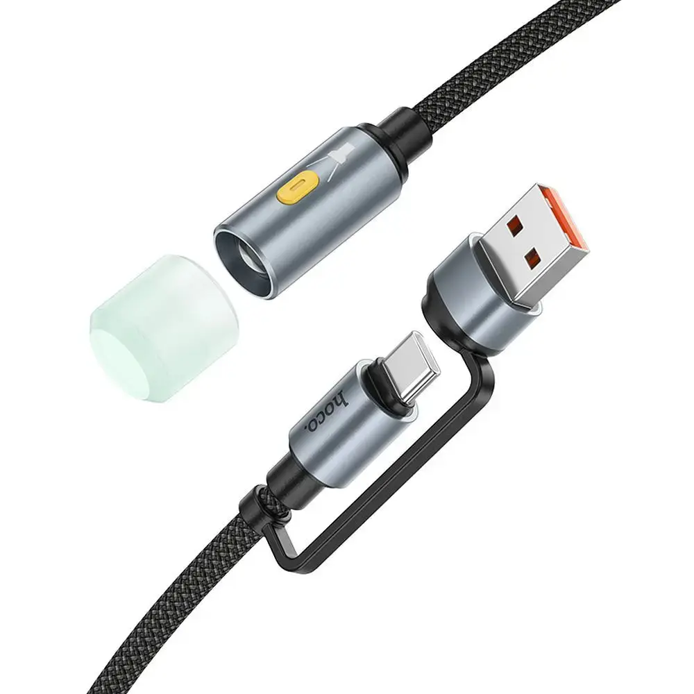Cable USB A / USB C to LED light Hoco 0,3 m UA38C black