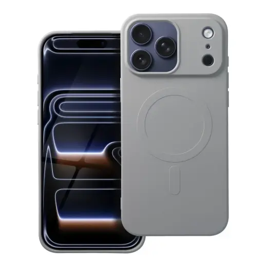 Silicone Mag Cover (big hole) telefono dėklas su MagSafe palaikymu iPhone 17 Pro Max pilkas