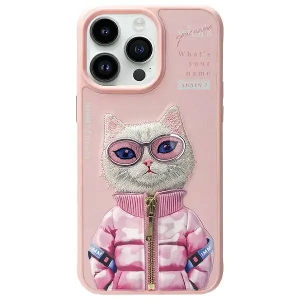 Nimmy Cool&Cute 2.0 Cat telefona maciņš priekš iPhone 15 Pro 6.1 rozā