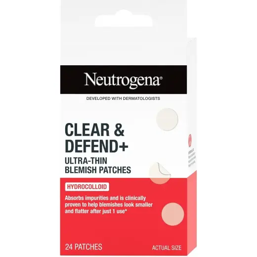Neutrogena, Maschera Viso, Clear & Defend Ultra Thin Patches for Blemishes 24 Pieces