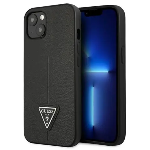 Guess PU Saffiano Triangle Case for iPhone 13 Black