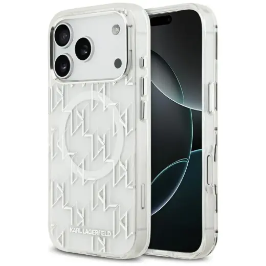 Etui Karl Lagerfeld IML KL Monogram       MagSafe do iPhone 17 Pro biały