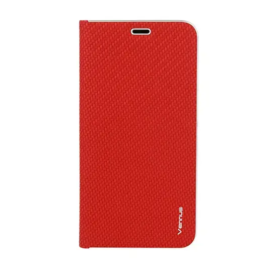 Vennus Book CARBON grāmatveida maciņš telefonam iPhone 12 Pro Max sarkans
