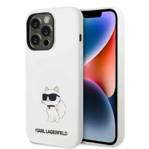 Karl Lagerfeld KLHMP14LSNCHBCH iPhone 14 Pro 6,1" hardcase biały|white Silicone Choupette MagSafe