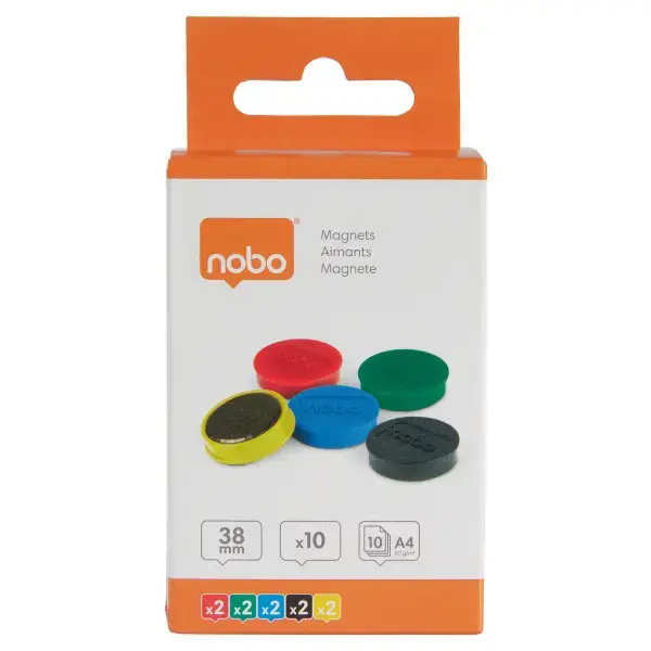 Magnētiskās tāfeles magnēti Nobo 10 paciņās 38mm asorti 1.5kg