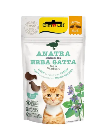 Gardums kaķiem – GimCat Crunchy Snacks Duck with Catnip, 50 g