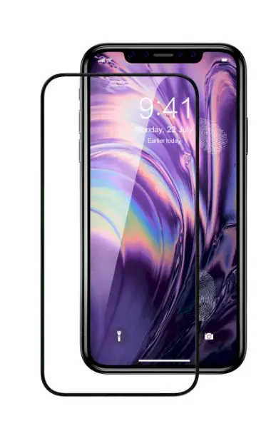 Fusion pilnam ekrānam aizsargstikls telefonam iPhone XS melns