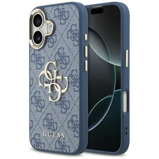 Guess 4G Big 4G Classic Logo чехол для телефона iPhone 17 синий золотой