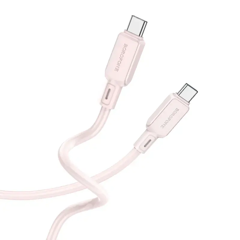 Borofone BX94 Crystal data transfer and charging cable | USB-C to USB-C | 60W | 1m | light pink