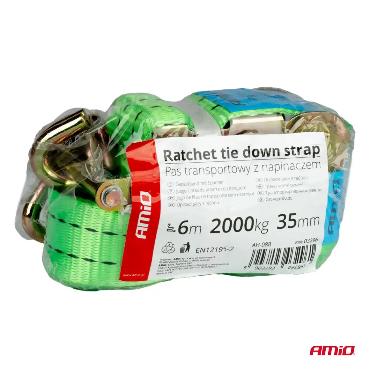 Ratchet tie down 2000kg 38mm 6m