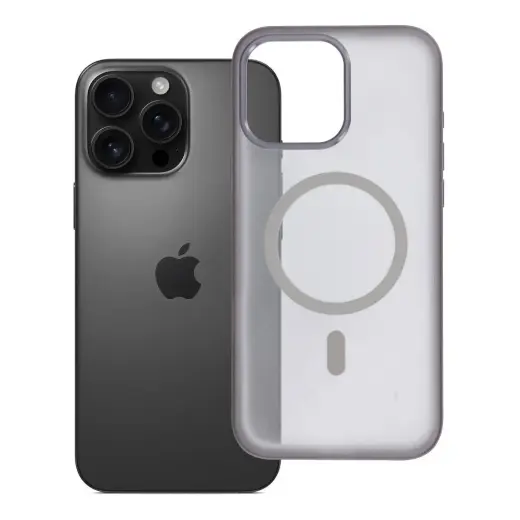 Flexline Mag telefono dėklas su MagSafe palaikymu iPhone 16 Pro Max pilkas