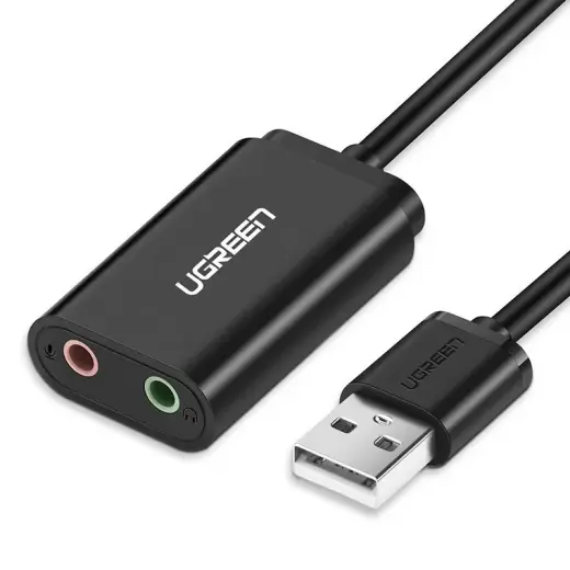 Ugreen USB ārējā skaņas audio karte 3,5 mm mini ligzda 15cm melna (30724)