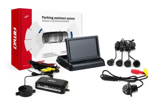 Parking assistant system 4,3 TFT02 FLIP-UP CAM-305 LED GOLD black 18mm