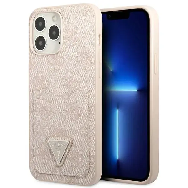 Guess GUHCP13LP4TPP iPhone 13 Pro | 13 6,1" różowy|pink hardcase 4G Triangle Logo Cardslot