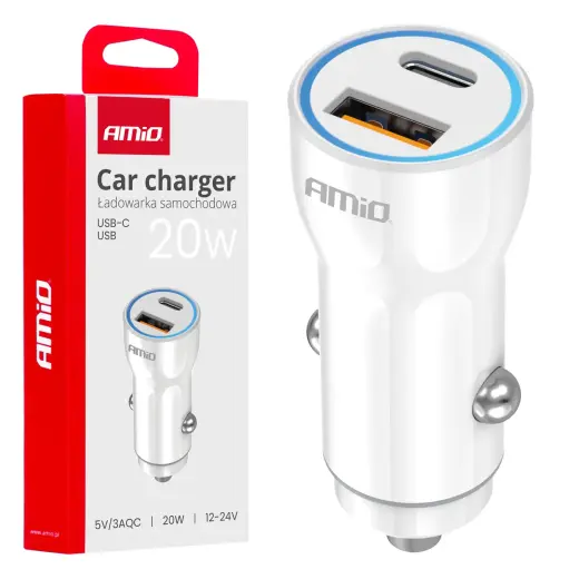 AMiO AMiO-03881 auto lādētājs | 20W | USB-A, USB-C