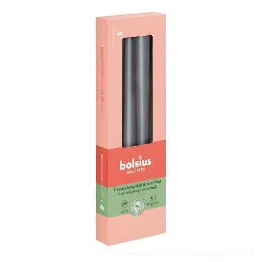 Table candles 4pcs.box 245/24mm gray
