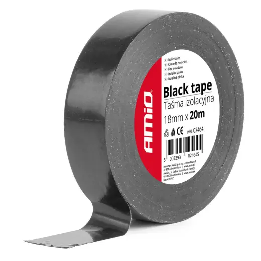 Black tape 18mm x 20m (1 pcs) AMIO-02464